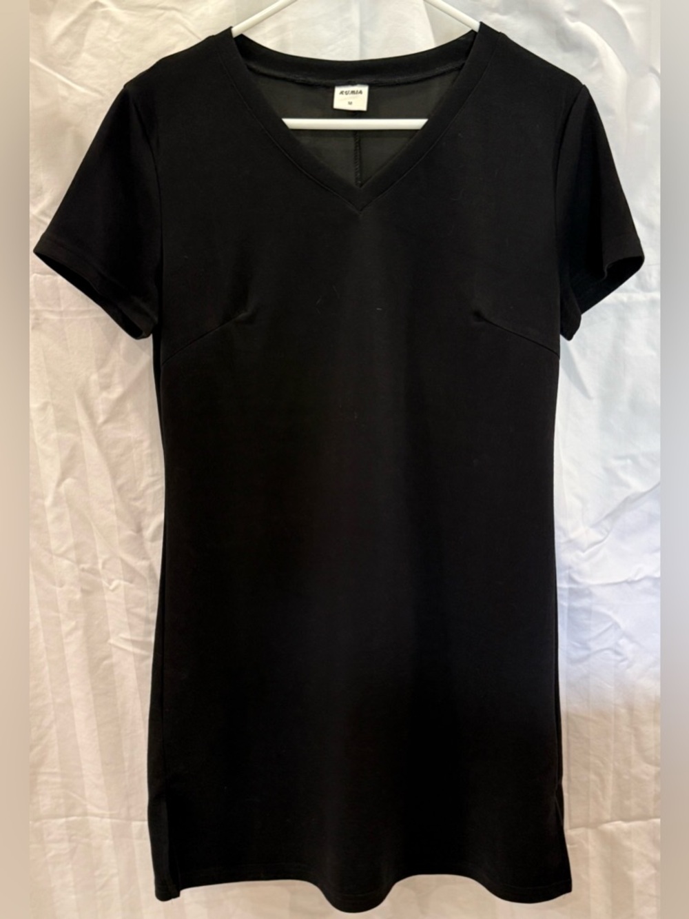 Black V-Neck Short Sleeve T-Shirt Dress